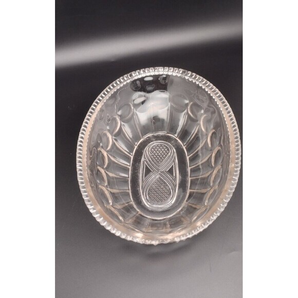 Vintage Depression Glass Pink Clear Candy Nut Dish Scalloped Oval Infinity READ - Picture 5 of 9